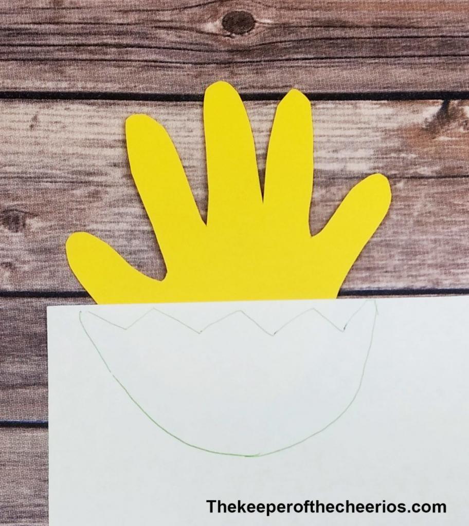 Easter chick handprint card - The Keeper of the Cheerios