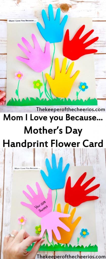 Handprint Mothers Day, I Love You Because Card - The Keeper Of The Cheerios