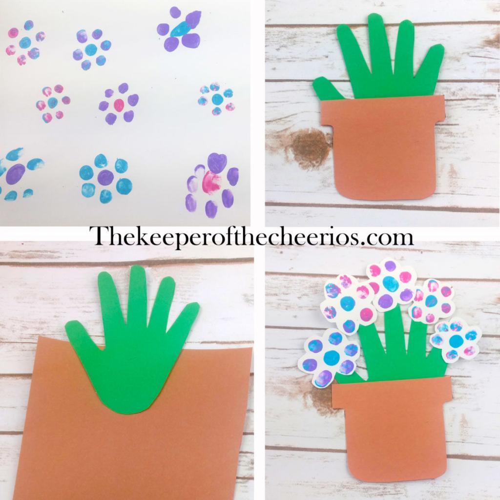 Handprint Flower Photo Keepsake Card - The Keeper of the Cheerios