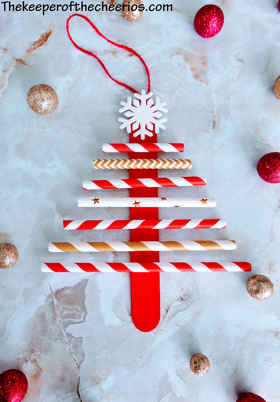 DIY Paper Straw Christmas Tree Ornament