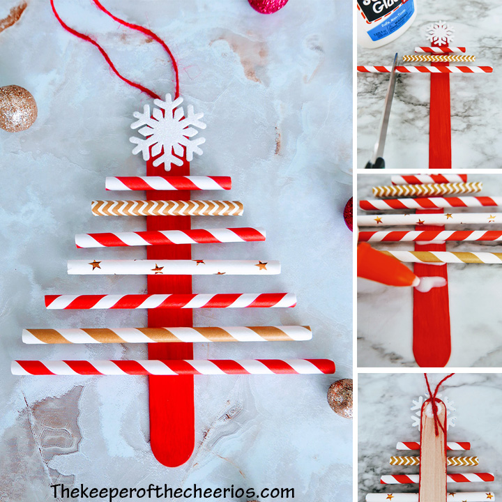 Paper Straw Christmas Tree Ornaments - The Keeper of the Cheerios