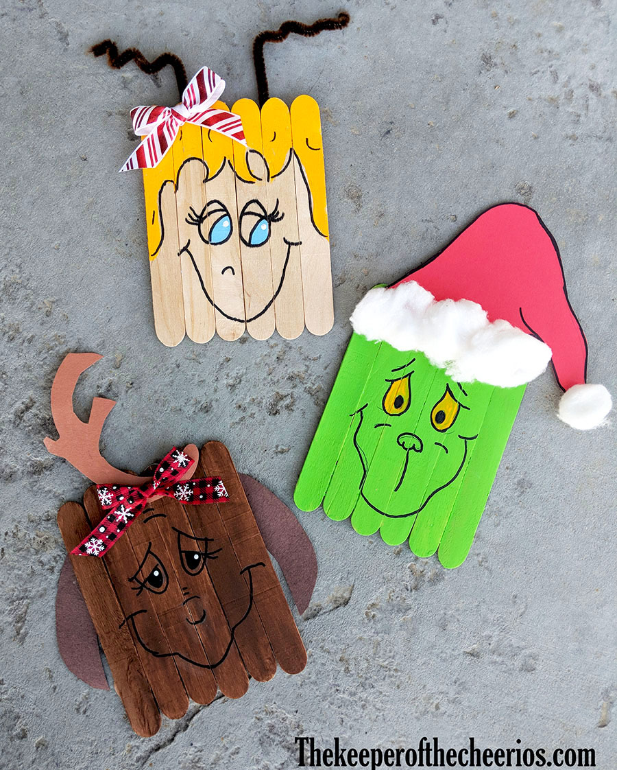 Popsicle Stick Grinch Craft For Kids [Free Template]