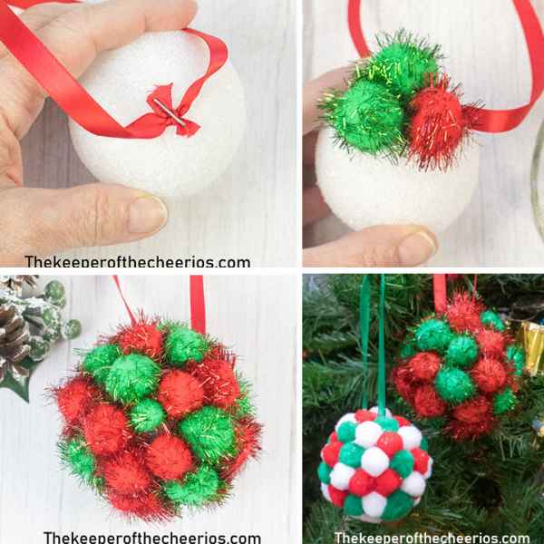 Styrofoam Pom Pom Ball Christmas Ornament - The Keeper Of The Cheerios