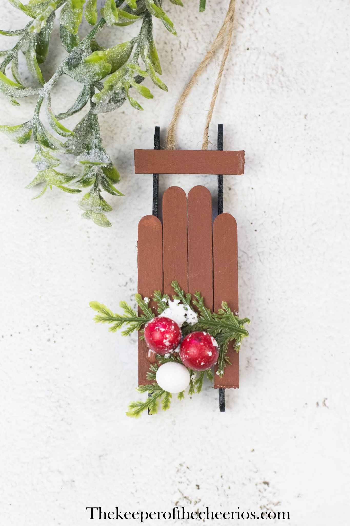 Wooden Sled Christmas Ornament Craft - The Keeper of the Cheerios