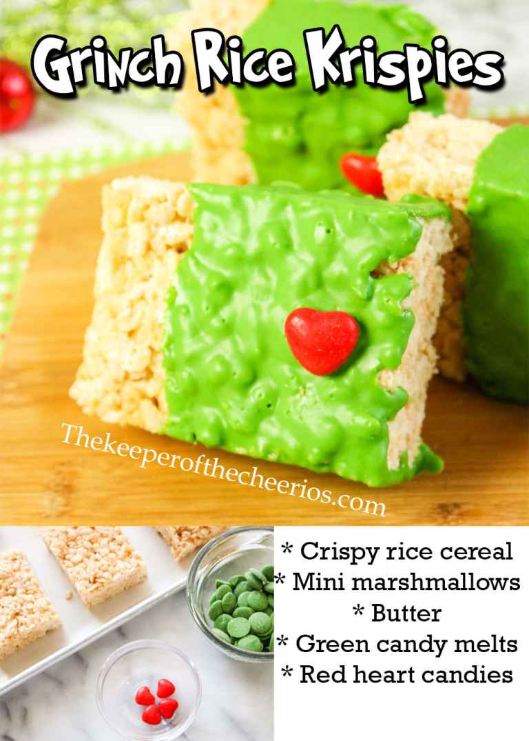 Grinch Rice Krispie Treats - The Keeper of the Cheerios