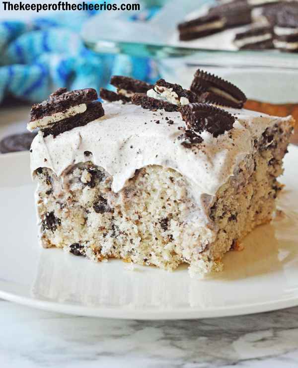 Cookies and Cream Poke Cake - The Keeper of the Cheerios